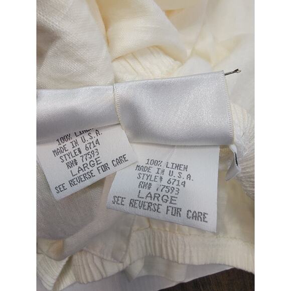 MATCH Brand 100% Linen SET Sz Large Blouse And Pants Ivory Lagenlook Coastal - Picture 13 of 13